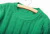 Waves and Braids Casual Sweater Pullover GREEN