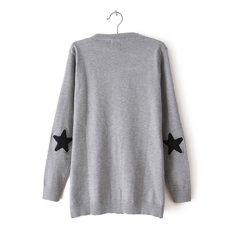 Star Elbow Polyester GRAY Cardigan