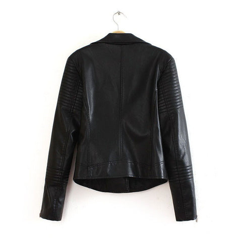 Stylish Long Sleeved Motorcycle Women's PU Leather Jacket