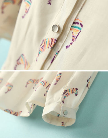 Women's Blouse Shirt Long Sleeves Chiffon Zebra Print