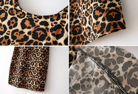 Leopard Stretch Cotton Blend Sleeveless Dress