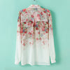 Delicate Floral Print Chiffon Womens Shirt