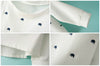 Casual Style Scoop Neck Elephant Embroidery Asymmetrical Long Sleeve T-Shirt For Women WHITE