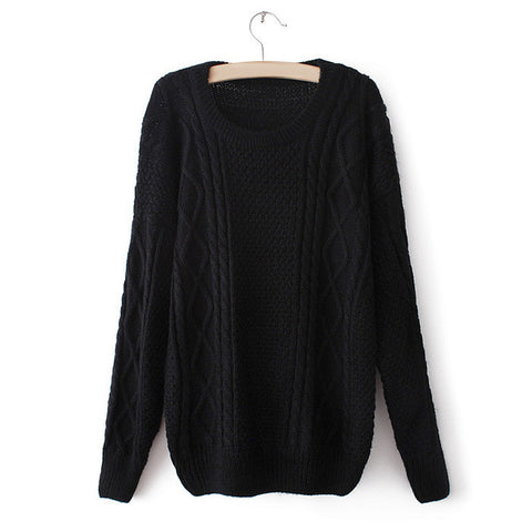 Waves and Braids Casual Sweater Pullover BLACK