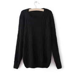 Waves and Braids Casual Sweater Pullover BLACK