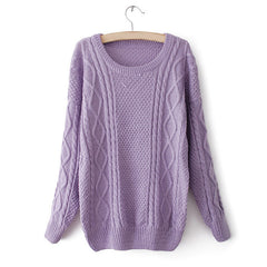 Waves and Braids Casual Sweater Pullover PURPLE