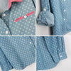 Shirt Neck Five-Star Print Long Sleeves Denim Casual Style Women's Shirt