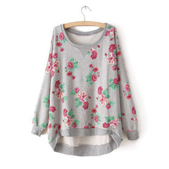 Floral Print Sweatshirt For Women GRAY