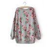 Floral Print Sweatshirt For Women GRAY