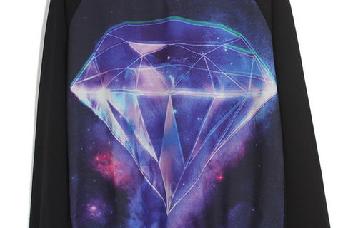 Long Sleeves Round Neck Gorgeous Diamond Pattern Loose-Fitting Casual Women's Sweater