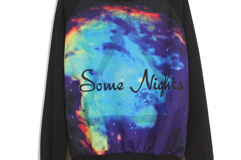 Long Sleeves Round Neck Night Sky Pattern Loose-Fitting Casual Women's Sweater