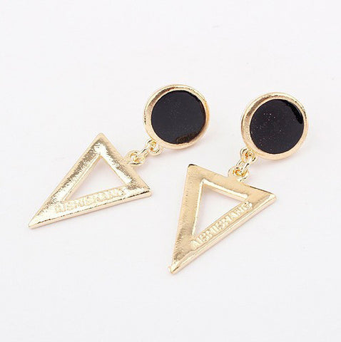 Pair of Simple Style Colored Glazed Triangle Pendant Earrings For Women
