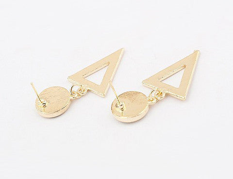 Pair of Simple Style Colored Glazed Triangle Pendant Earrings For Women