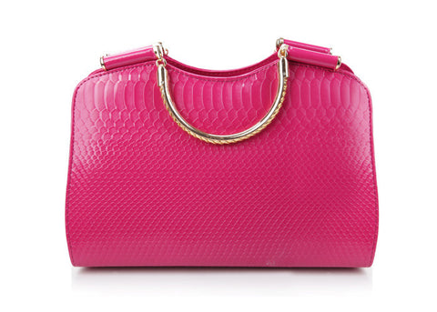 Women's Bag Snake Print and Solid Color PU Leather Handbag ROSE