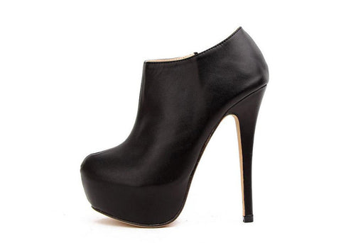 Stylish Black PU Leather and Sexy High Heel Design Women's Ankle Boots