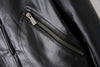 Zipper Solid Color Long Sleeves Simple Style Women's Faux Leather Jacket BLACK