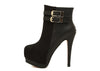 Mature Buckle and Splice Design Women's Short Boots BLACK