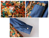 Floral Pattern Turn-Down Collar Long Sleeve Jeans Shirt