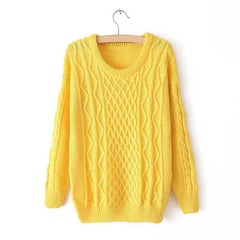 Waves and Braids Casual Sweater Pullover YELLOW