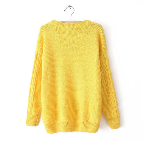 Waves and Braids Casual Sweater Pullover YELLOW