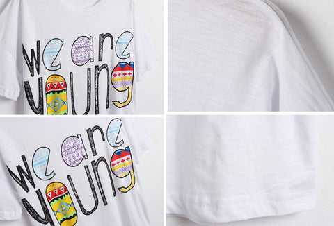 Plus Size Round Neck Graffiti Letter Print Women's Summer T-Shirt