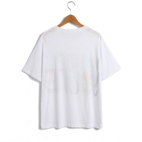 Plus Size Round Neck Graffiti Letter Print Women's Summer T-Shirt