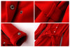 Vintage Metal Buttons Flouncing Long Sleeves Women's Coat With A Belt RED