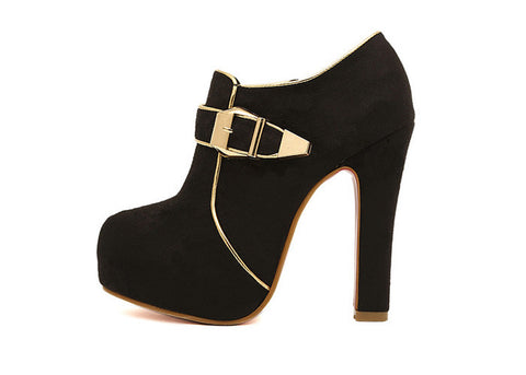 Fashion Black Buckle and Bordered Design Women's Ankle Boots