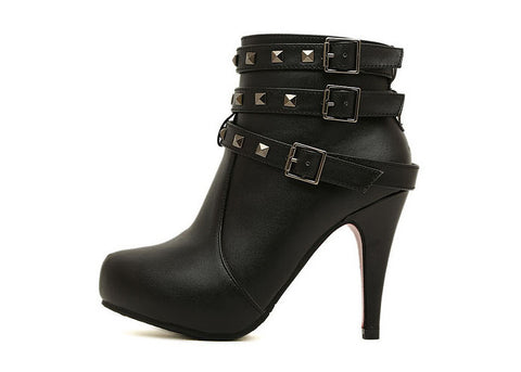 Stylish Rivets and Stiletto Design Women's Short Boots