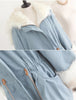 Fashionable Style Hooded Color Block Drawstring Long Sleeves Women's Coat SKY BLUE