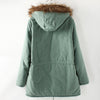Fashionable Style Long Sleeves Hooded Pockets Drawstring Cotton Women's Coat LIGHT GREEN
