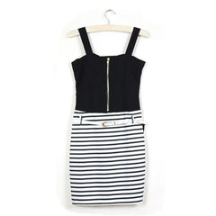 Stripe Cotton Blend Sleeveless Spaghetti Strap Sexy Style Women's Dress