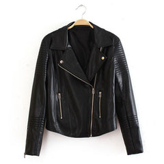 Stylish Long Sleeved Motorcycle Women's PU Leather Jacket