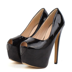 Party Solid Color and Sexy Stiletto Heel Design Women's Peep Toed Shoes BLACK