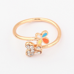 Sweet Chic Style Rhinestoned Women's Two Butterflies Shape Ring