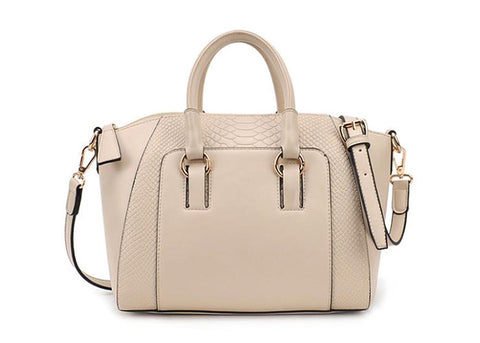 Leather Crocodile Style Handbag WHITE