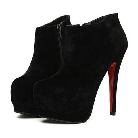Elegant Style Solid Color and Stiletto Heel Design Women's Ankle Boots BLACK