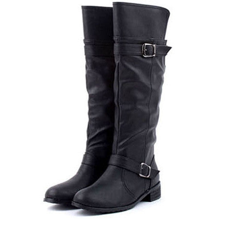 Concise Buckle and Low Heel Design Women's Boots BLACK