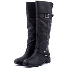 Concise Buckle and Low Heel Design Women's Boots BLACK