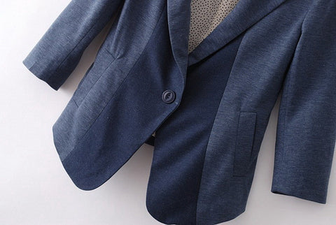Blazer for Women Collar Dot Print Three-Quarter Sleeves BLACK