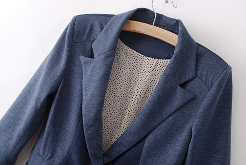 Blazer for Women Collar Dot Print Three-Quarter Sleeves BLACK