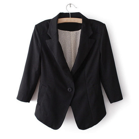 Blazer for Women Collar Dot Print Three-Quarter Sleeves BLACK