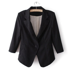 Blazer for Women Collar Dot Print Three-Quarter Sleeves BLACK