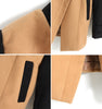 Women's Long Coat Color Block Worsted Long Sleeves Tailored Collar KHAKI