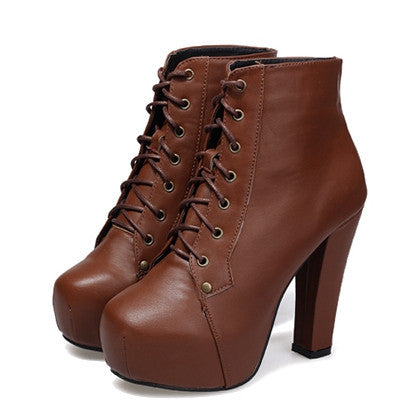 Elegant Solid Color and Platform Design Women's Short Boots