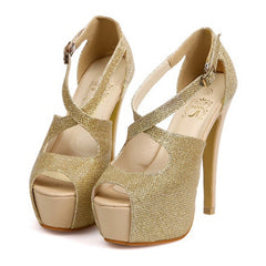 Party Cross-Strap and Stiletto Heel Design Women's Sandals GOLD