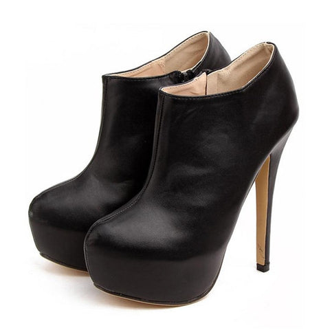 Stylish Black PU Leather and Sexy High Heel Design Women's Ankle Boots