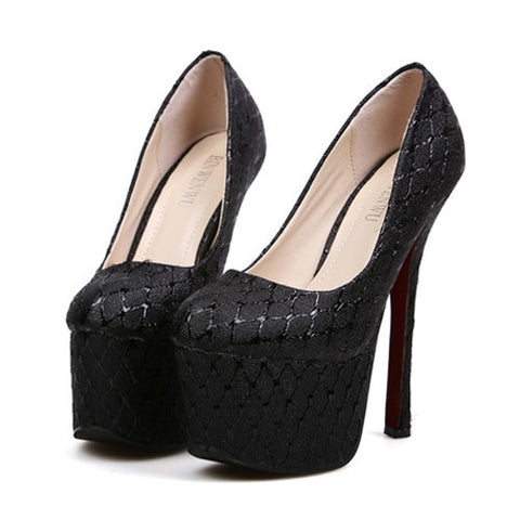 Party Sexy Black and Super High Heel Design Women's Pumps