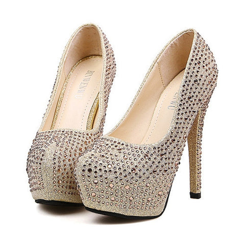 Party Shining Rhinestones Design Women's High Heel Pumps