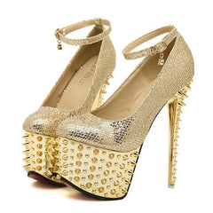Party and Wedding Sexy Gold High Heels and Rivets Design Women's Pumps GOLD